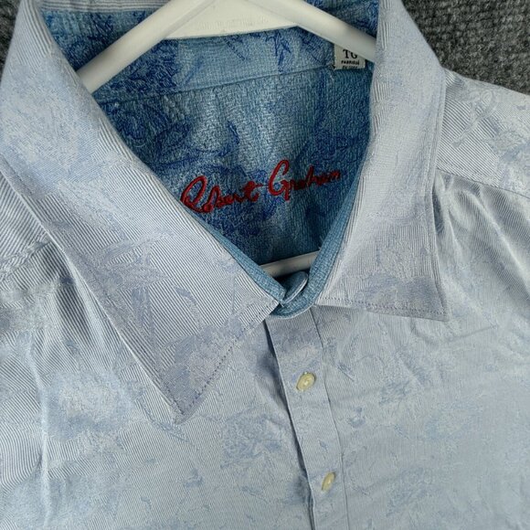 Robert Graham Long Sleeve Button Up Shirt Men Cotton Blue Floral XL Classic Fit - Picture 7 of 15